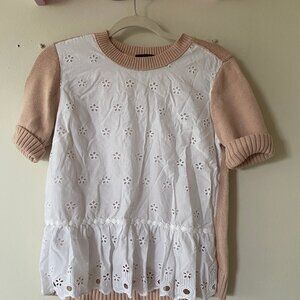 J.Crew Embroidered Short Sleeve Sweater in Size S